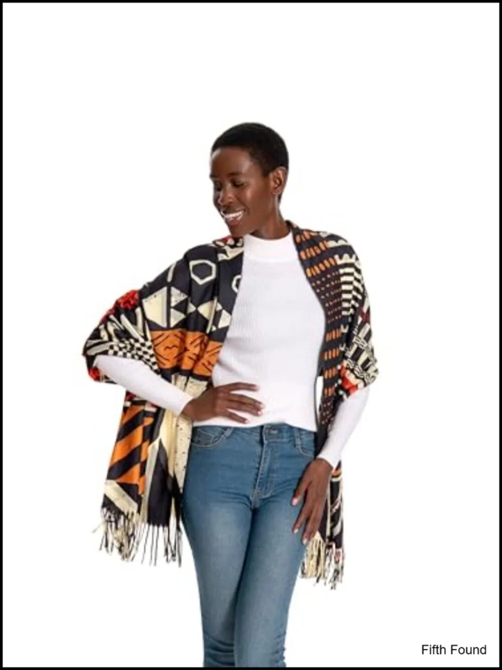 Cashmere Viscose Oversized Winter Scarf Shawl African Tribal Print Tassel Wrap